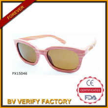 Comercial de alibaba aseguramiento 2015 rosa madera las gafas de sol (FX15046)